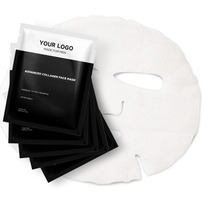 Custom Logo Sheet Face Mask for Men Nourishing Oryza Sativa Rice Lees Extract 5 Piece Set