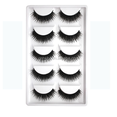 10mm-15mm Natural Long False Eyelashes 5 Pairs Synthetic Colored Hair Extensions