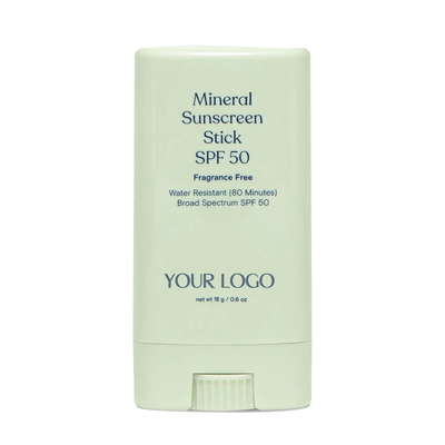 Private Label Mineral Sunscreen Stick SPF 50 Water-Resistant Broad Spectrum UVA/UVB Protection
