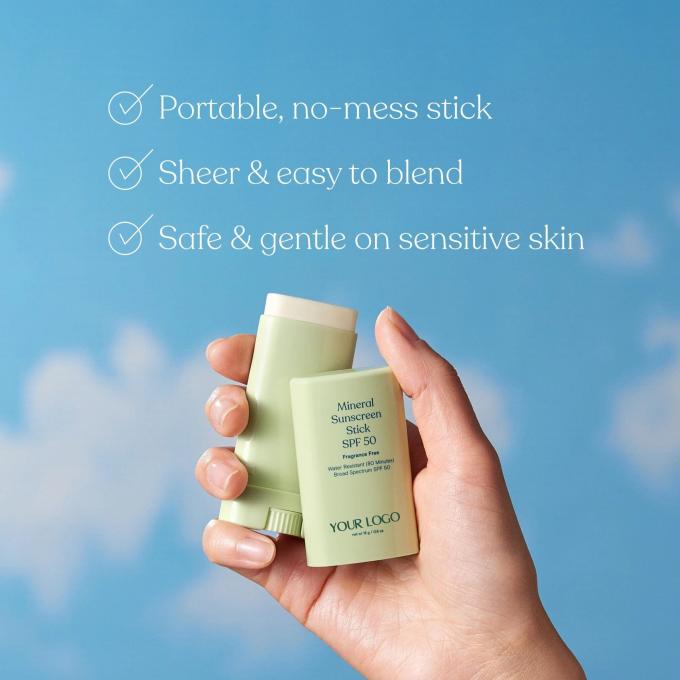 Private Label Mineral Sunscreen Stick SPF 50 Water-Resistant Broad Spectrum UVA/UVB Protection 1