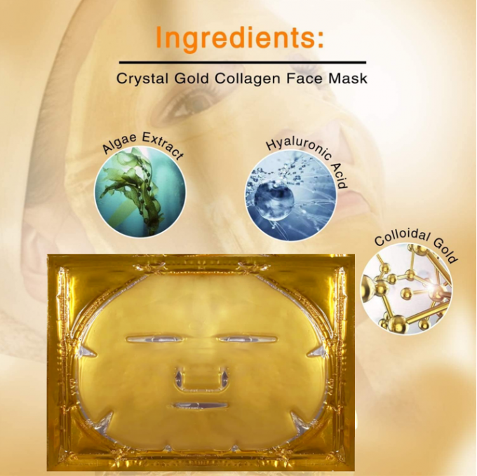 Organic 24K Gold Face Mask For Home Soothing Gel Customizable Collagen Crystal Beauty 5