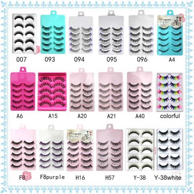 10mm-15mm Natural Long False Eyelashes 5 Pairs Synthetic Colored Hair Extensions 0