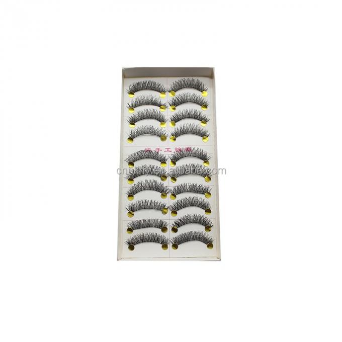 Taiwan Fiber False Eyelashes Glue For Big Eyes M14 Natural Black QBEKA 10 Pairs Women 1